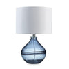 Amie 22 Inch Table Lamp White Drum Shade Drop Style Blue Glass Base Metal By Casagear Home BM317489