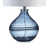 Amie 22 Inch Table Lamp White Drum Shade Drop Style Blue Glass Base Metal By Casagear Home BM317489