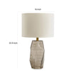 24 Inch Table Lamp Hexagonal Textured Glass Base Drum Shade Gray By Casagear Home BM317490