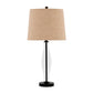 29 Inch Table Lamp Set of 2 Clear Glass Base Cream Drum Shade Black By Casagear Home BM317492