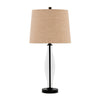 29 Inch Table Lamp Set of 2 Clear Glass Base Cream Drum Shade Black By Casagear Home BM317492