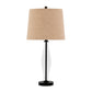 29 Inch Table Lamp Set of 2, Clear Glass Base, Cream Drum Shade, Black By Casagear Home