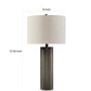 28 Inch Table Lamp Brown Carved Frosted Glass White Drum Fabric Shade By Casagear Home BM317493