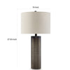 28 Inch Table Lamp Brown Carved Frosted Glass White Drum Fabric Shade By Casagear Home BM317493