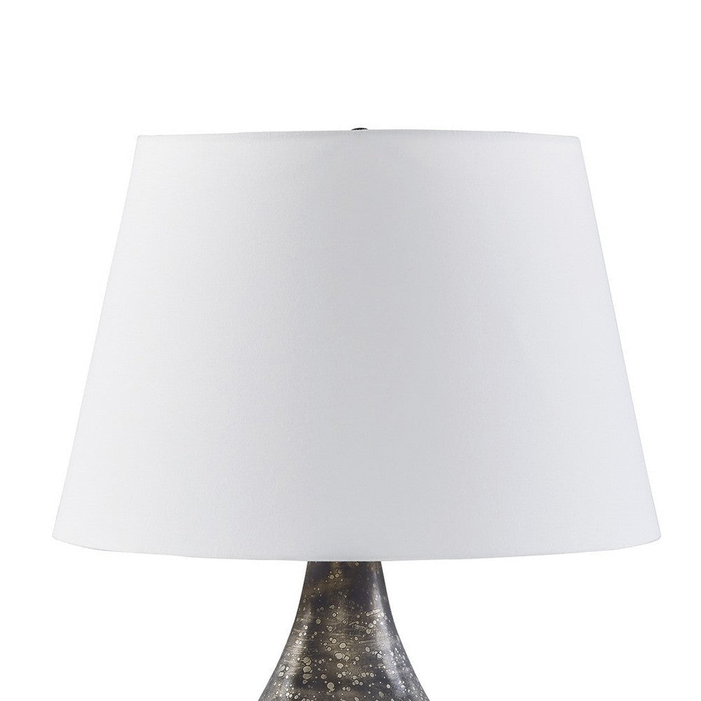 28 Inch Table Lamp Tapered Gray Mercury Glass Urn Base White Empire Shade By Casagear Home BM317494