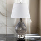 28 Inch Table Lamp Tapered Gray Mercury Glass Urn Base White Empire Shade By Casagear Home BM317494