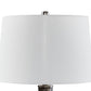 26 Inch Table Lamp Tall Black Round Glass Base White Drum Fabric Shade By Casagear Home BM317495