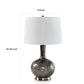 26 Inch Table Lamp Tall Black Round Glass Base White Drum Fabric Shade By Casagear Home BM317495