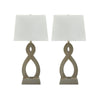 29 Inch Table Lamp Set of 2, Gold Sculptural Solid Base, Empire Hardback By Casagear Home