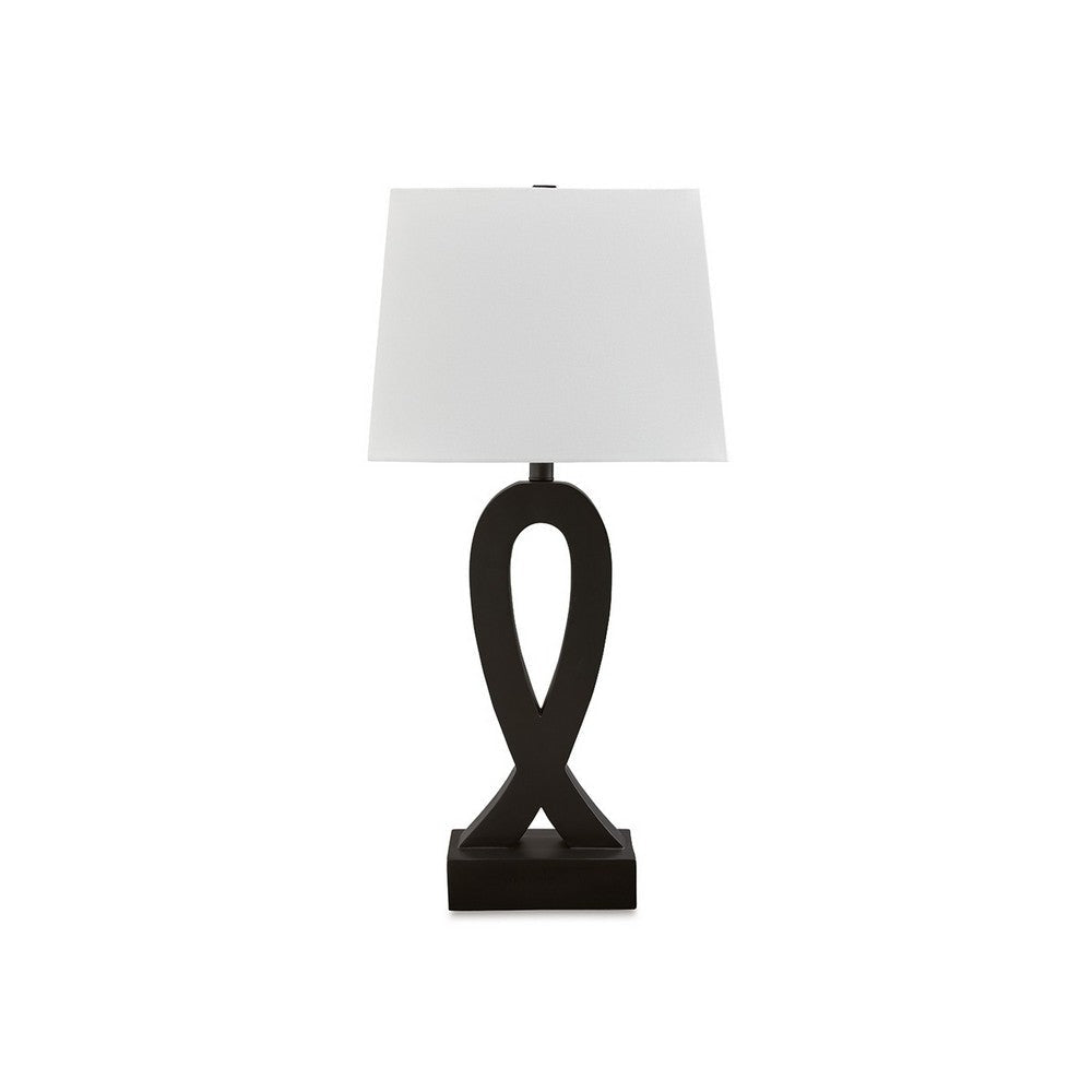 29 Inch Table Lamp Set of 2 Black Sculptural Solid Base Empire Hardback By Casagear Home BM317498