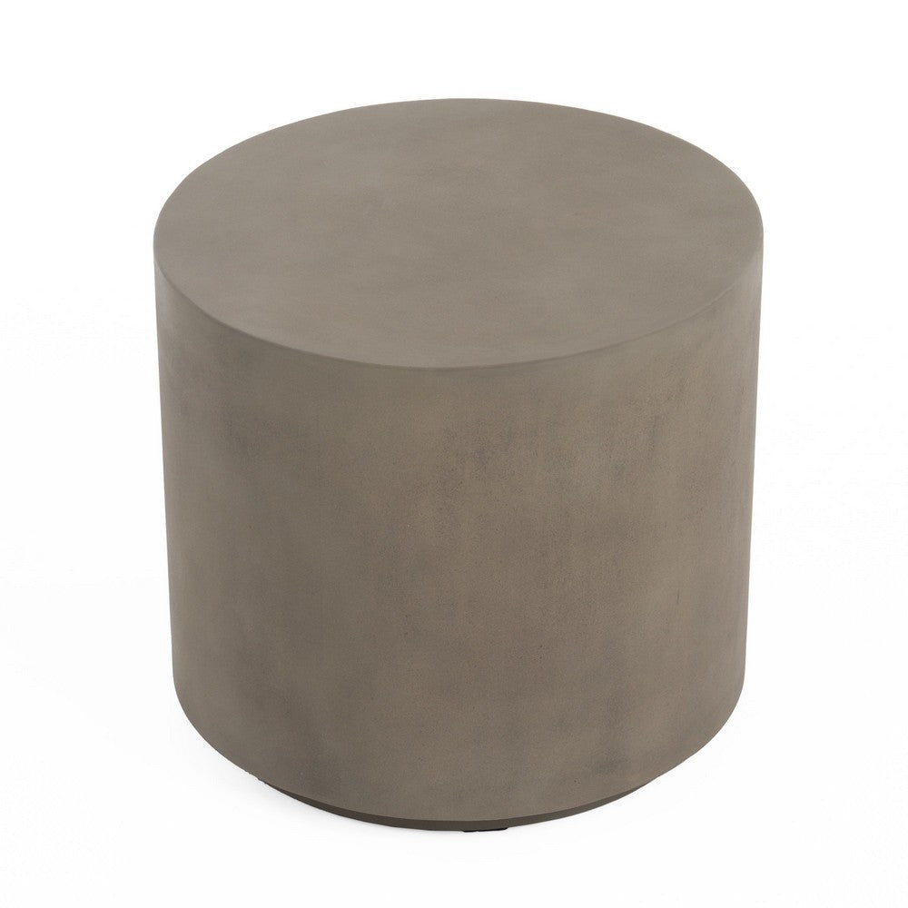 20 Inch Side End Table Fiber Reinforced Gray Concrete Modern Round By Casagear Home BM317503