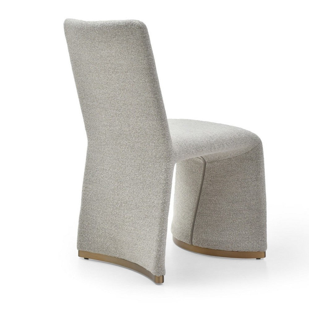 Rox Dining Chair Set of 2 Cushioned Gray Boucle Polyester Brushed Gold By Casagear Home BM317504