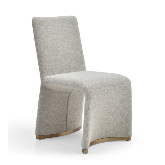 Rox Dining Chair Set of 2, Cushioned Gray Boucle Polyester, Brushed Gold By Casagear Home