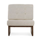 27 Inch Accent Chair, Cushioned Tufted Back, Open Panel Frame, Beige, Brown By Casagear Home