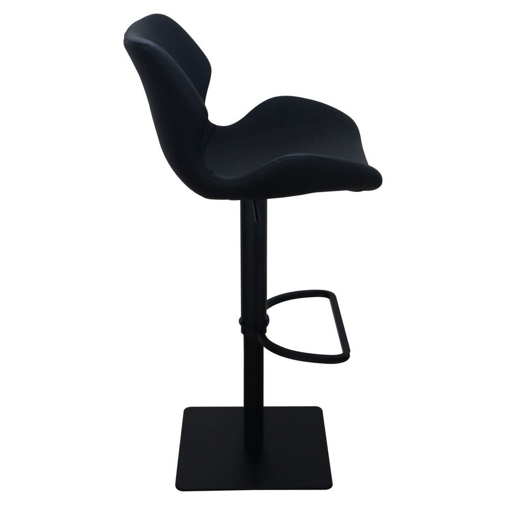 Barstool Chair Adjustable 21-31 Inch Swivel Black Faux Leather Saddle Seat By Casagear Home BM317509