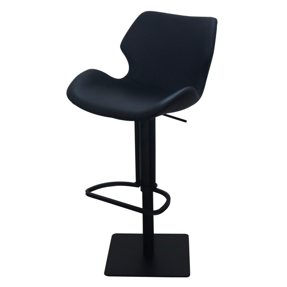 Barstool Chair Adjustable 21-31 Inch Swivel Black Faux Leather Saddle Seat By Casagear Home BM317509