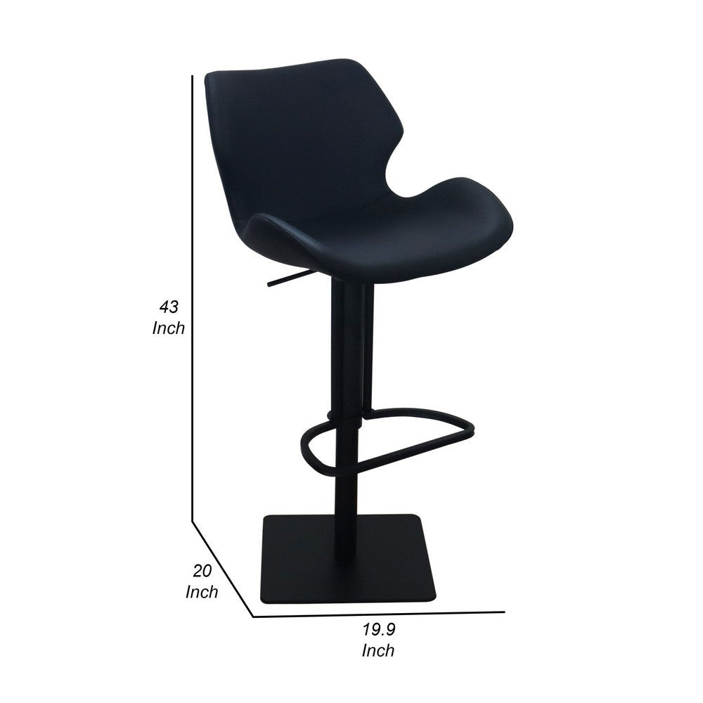 Barstool Chair Adjustable 21-31 Inch Swivel Black Faux Leather Saddle Seat By Casagear Home BM317509