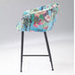 26 Inch Counter Stool Chair Botanical Floral Print Blue Velvet Black Legs By Casagear Home BM317514