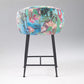 26 Inch Counter Stool Chair Botanical Floral Print Blue Velvet Black Legs By Casagear Home BM317514