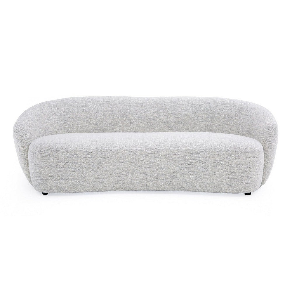 90 Inch Sofa Contemporary Curved Round Back Plush Off White Black Feet By Casagear Home BM317515