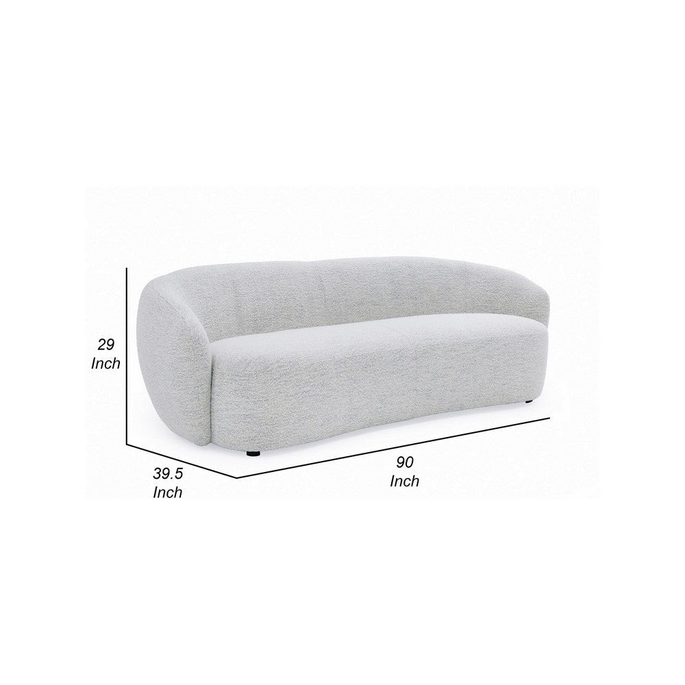 90 Inch Sofa Contemporary Curved Round Back Plush Off White Black Feet By Casagear Home BM317515