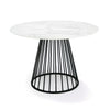 43 Inch Round Dining Table, White Faux Marble Top, Black Pedestal Base By Casagear Home