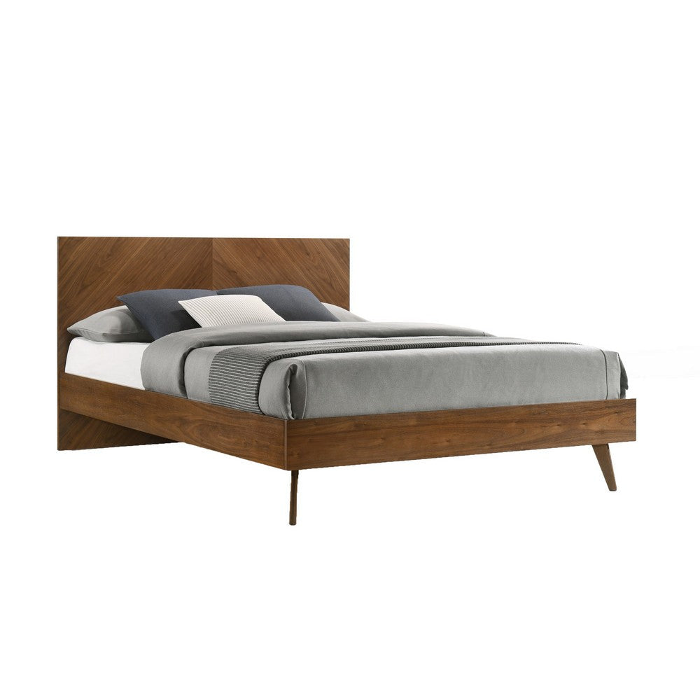 Nova Rem King Size Platform Bed Chevron Pattern Headboard Walnut Brown By Casagear Home BM317521