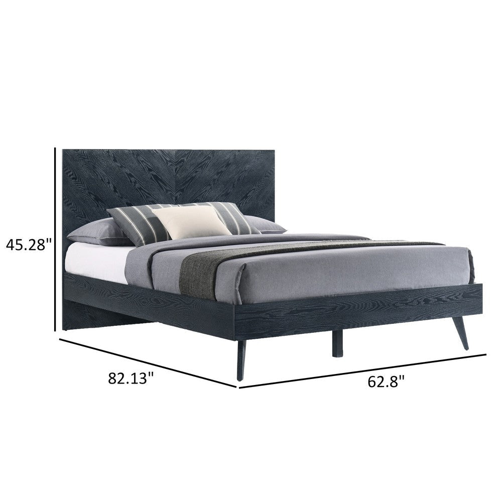 Cid Coy Queen Size Platform Bed Ash Veneer with Crown Cut Pattern Gray By Casagear Home BM317523