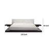 Todo King Size Platform Bed with Nightstands White Upholstery Black Oak By Casagear Home BM317526