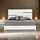 Cona Queen Size Platform Bed LED Light with Silver Accents White Finish By Casagear Home BM317527