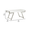 63 Inch Office Desk with a Drawer White Gloss Finish Chrome Metal Frame By Casagear Home BM317535