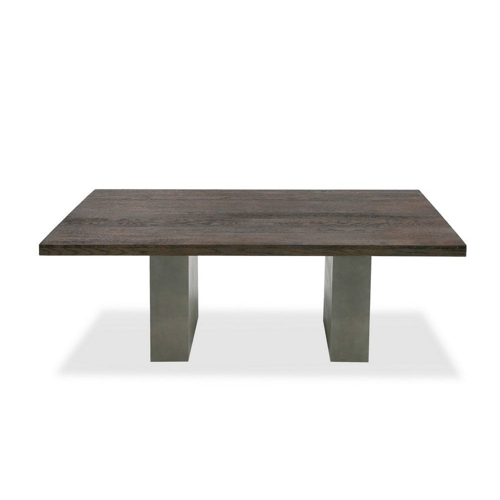 Cid Ari 94 Inch Dining Table Heritage Oak Rectangular Top Dark Gray By Casagear Home BM317536