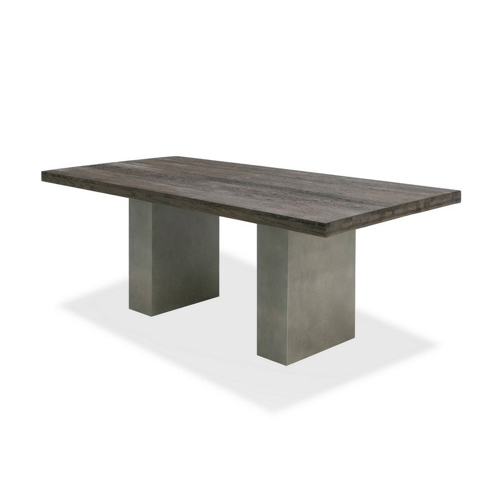 Cid Ari 94 Inch Dining Table, Heritage Oak Rectangular Top, Dark Gray By Casagear Home