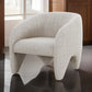 30 Inch Accent Chair Polyester Blend Upholstery Curved Design Beige By Casagear Home BM317539