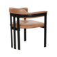 Anta Dining Chair Black Iron Slatted Back Plush Brown Genuine Leather By Casagear Home BM317544