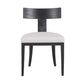 Cid Sten 21 Inch Dining Chair Set of 2 T Shape Back Beige Linen Black By Casagear Home BM317555