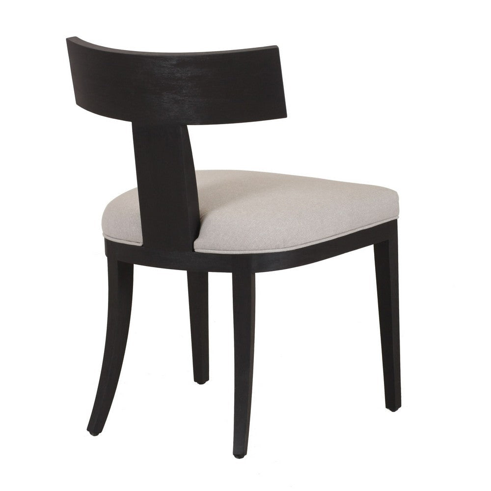 Cid Sten 21 Inch Dining Chair Set of 2 T Shape Back Beige Linen Black By Casagear Home BM317555