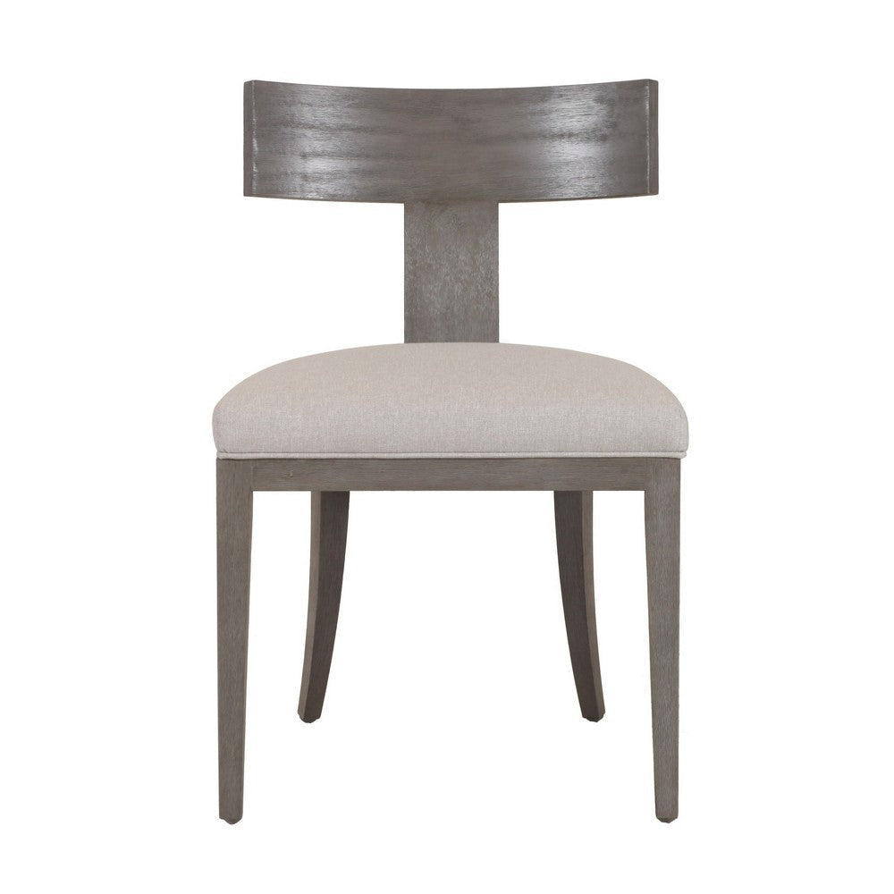 Cid Sten 21 Inch Dining Chair Set of 2 T Shape Back Beige Linen Gray By Casagear Home BM317556