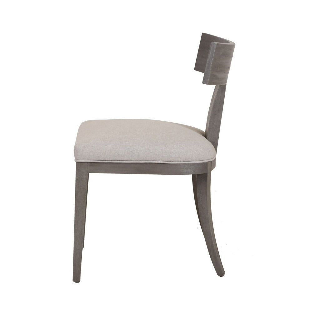 Cid Sten 21 Inch Dining Chair Set of 2 T Shape Back Beige Linen Gray By Casagear Home BM317556