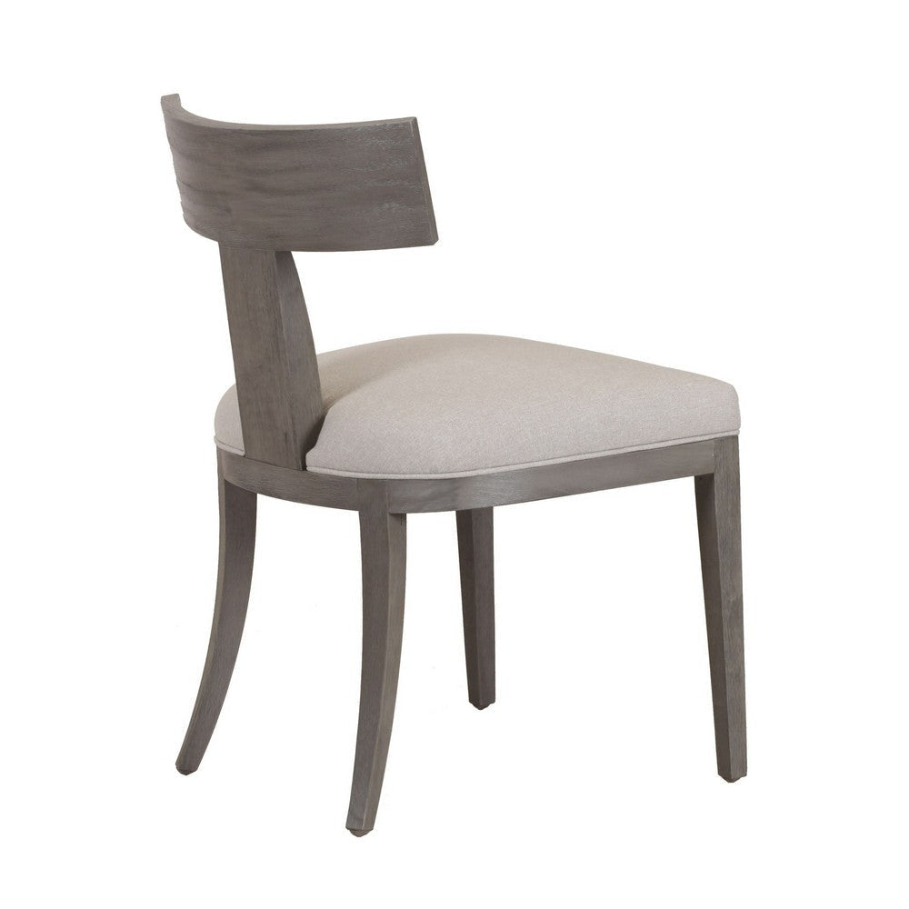 Cid Sten 21 Inch Dining Chair Set of 2 T Shape Back Beige Linen Gray By Casagear Home BM317556