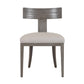 Cid Sten 21 Inch Dining Chair Set of 2, T Shape Back, Beige Linen, Gray By Casagear Home