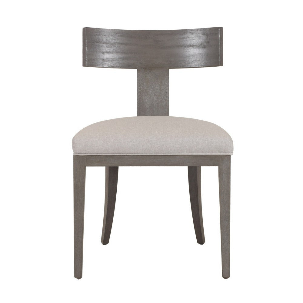 Cid Sten 21 Inch Dining Chair Set of 2, T Shape Back, Beige Linen, Gray By Casagear Home