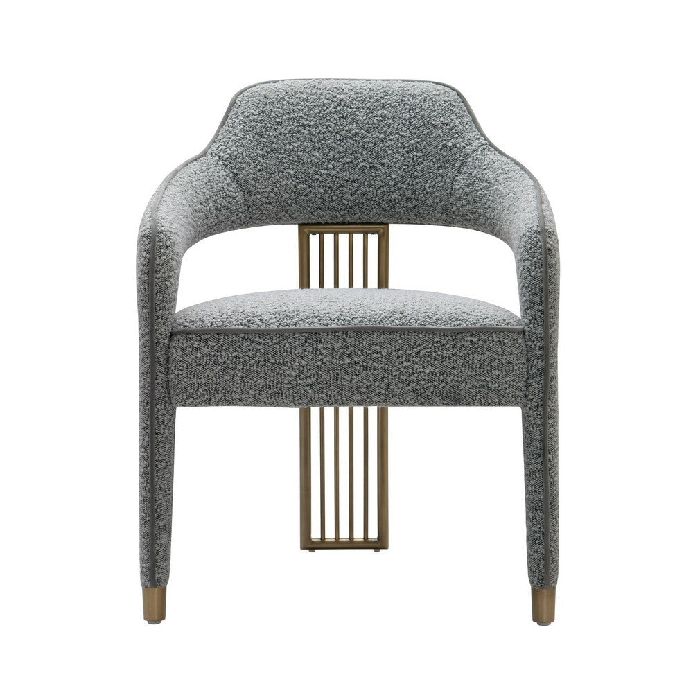 Cid Sima 25 Inch Dining Armchair Gray Polyester Stainless Steel Legs By Casagear Home BM317563