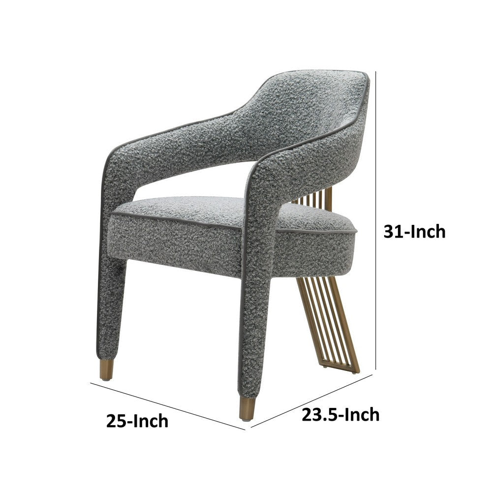 Cid Sima 25 Inch Dining Armchair Gray Polyester Stainless Steel Legs By Casagear Home BM317563