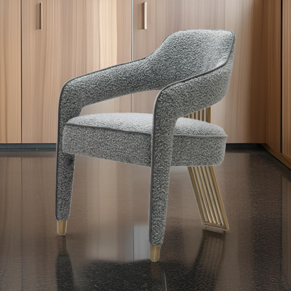 Cid Sima 25 Inch Dining Armchair Gray Polyester Stainless Steel Legs By Casagear Home BM317563