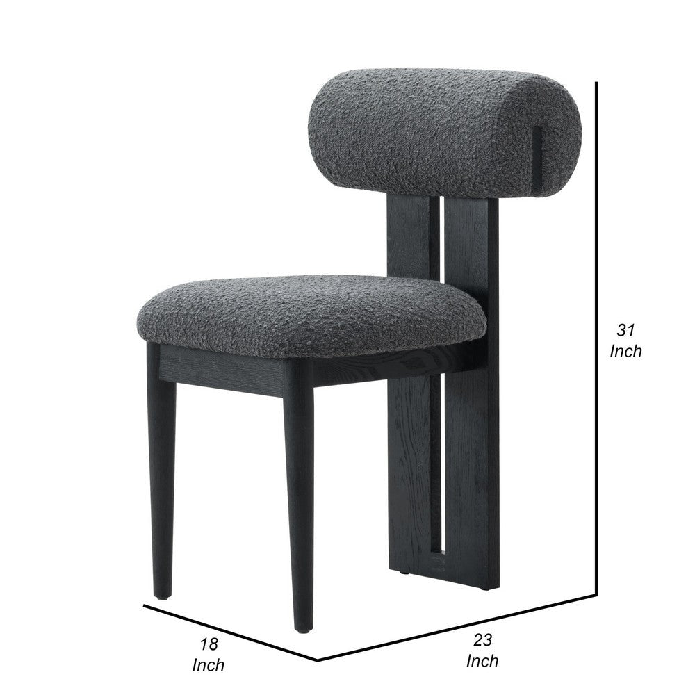 Cid Rita 18 Inch Dining Side Chair Set of 2 Gray Polyester Black Wood By Casagear Home BM317564