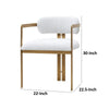 Cid Fred 22 Inch Dining Armchair White Polyester Gold Stainless Steel By Casagear Home BM317566