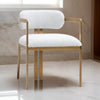 Cid Fred 22 Inch Dining Armchair White Polyester Gold Stainless Steel By Casagear Home BM317566