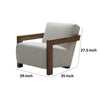 Cid Sen 29 Inch Accent Chair Beige Polyester Brown Wood Legs and Armrests By Casagear Home BM317568