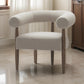 Cid Archie 32 Inch Accent Chair Beige Fabric Rounded Back Solid Wood By Casagear Home BM317569